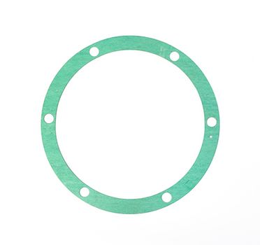 Eine große, ringförmige Dichtung aus türkisfarbenem Dichtungsmaterial mit sechs gleichmäßig verteilten Löchern liegt auf einem weißen Hintergrund.